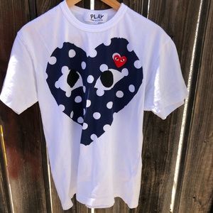 comme des garcons play polka dot heart tee